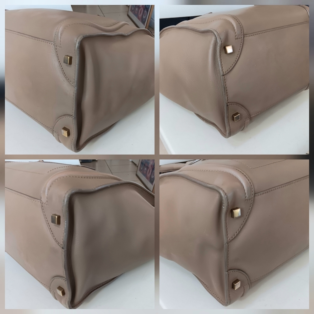 Celine Mini Luggage Tote Taupe Tan Brown Smooth Leather Handbag ✨ - Picture 10 of 16